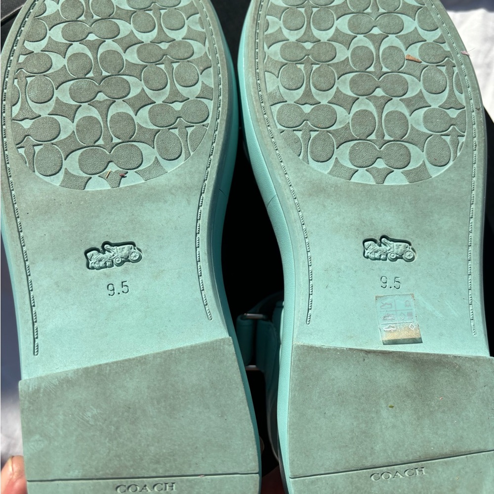 Coach Peyton Double Buckle Teal Sandals - Picture 11 of 11